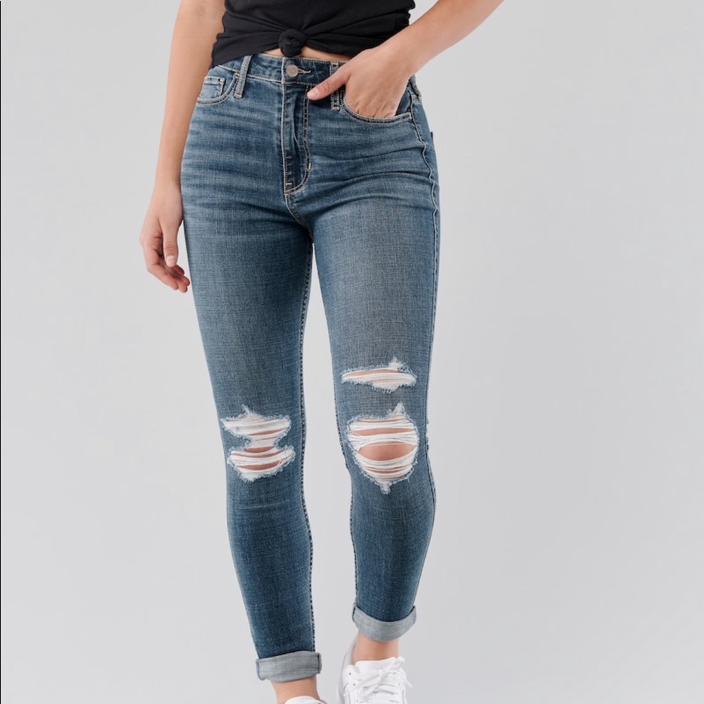 Ultra high rise cropped jeans